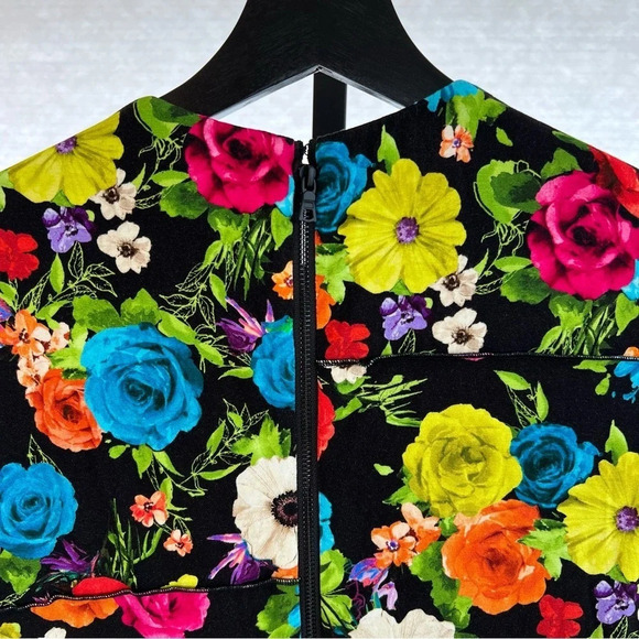 Alice + Olivia Delora Patchwork Floral Long Sleeve Mini Dress Flower Garden NWT - Picture 5 of 6